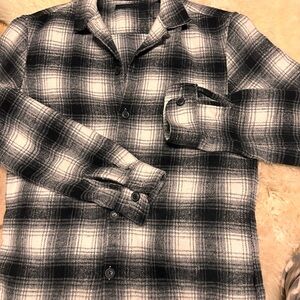 All Saints Monochrome Plaid Button Down Shirt